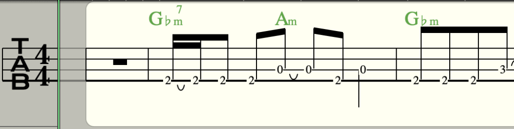 LogicPro_エディタ_TAB譜_コード有り